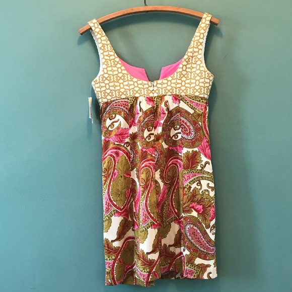 NWT Milly Silk and Brocade Hot Pink Paisley Dress - Picture 2 of 8